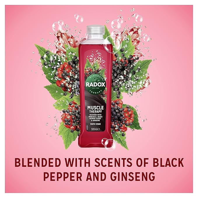 Radox Muscle Therapy Bath Soak with Black Pepper and Ginseng, 500ml