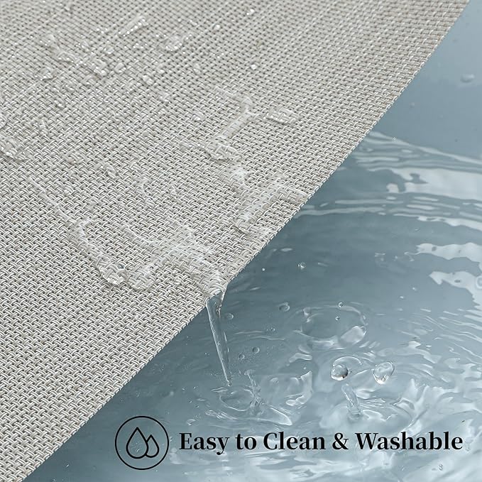 Leetaltree Beige White Placemats Set of 4 - Heat Resistant Non-Slip Place mats for Dining Table, Washable Durable PVC Vinyl Woven Table Mats(Beige White, 4)