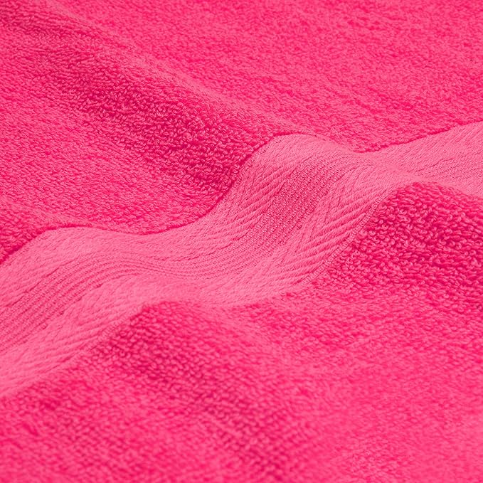 BOUTIQUO 8 Piece Towel Set 100% Ring Spun Cotton, 2 Bath Towels 27X54, 2 Hand Towels 16X28 and 4 Washcloths 13X13 - Ultra Soft Highly Absorbent Machine Washable Hotel Spa Quality - Hot Pink