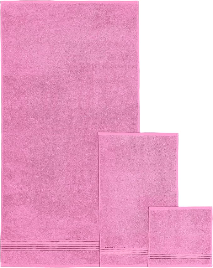 Elegant Comfort Premium Cotton 6-Piece Towel Set, Includes 2 Washcloths, 2 Hand Towels and 2 Bath Towels, 100% Turkish Cotton - Highly Absorbent and Super Soft Towels for Bathroom, Light Pink