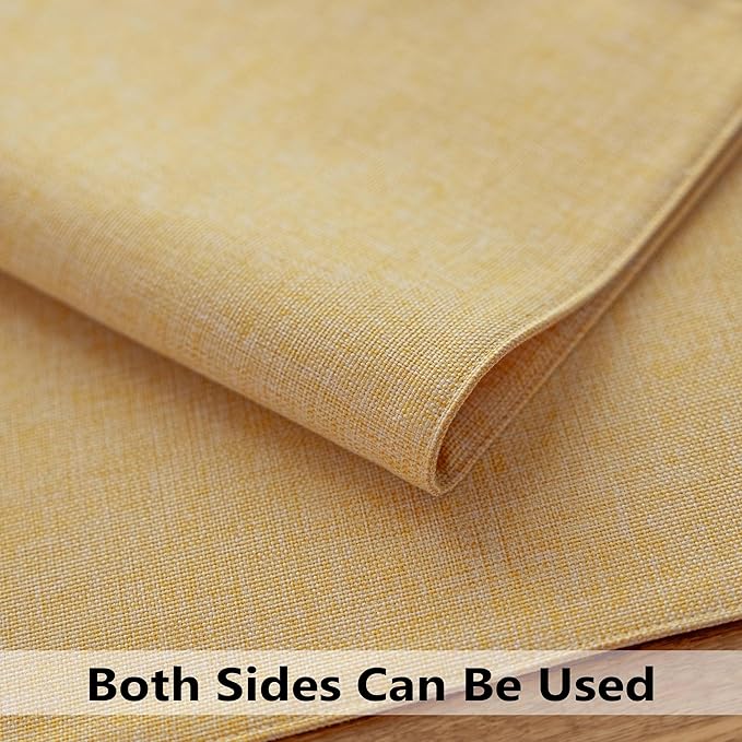 Demetex Yellow Placemats Set of 8 Linen Fabric Placemat Heat Resistant Washable Place Mats for Kitchen Party Dinner, 13x19 inch, Yellow