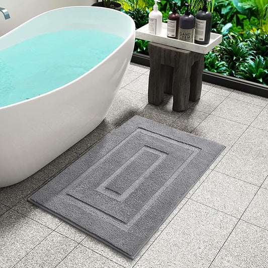 HOMORE Grey Bathroom Rug 24x36 Inch Soft Absorbent Microfiber Bathroom Runner Rug, Washable Bath Runners Rugs for Bathrooms Non Slip Bath Rugs for Shower Tub