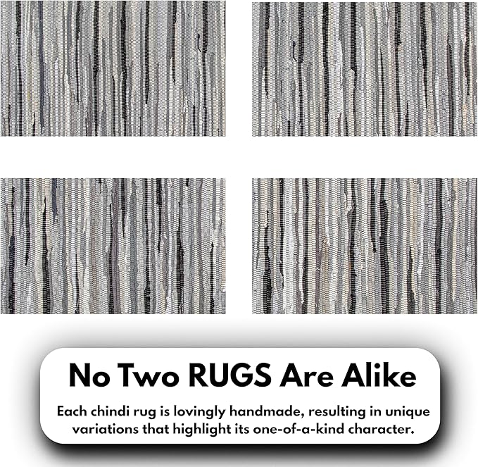 Rug Area Rugs Cotton Charcoal 3x5 Ft Multicolour Chindi for Livingroom Bedroom Washable RagRug Reversible Farmhouse Kitchen RunnerRug Carpet Area Runner Mat for Hallway, Entryway