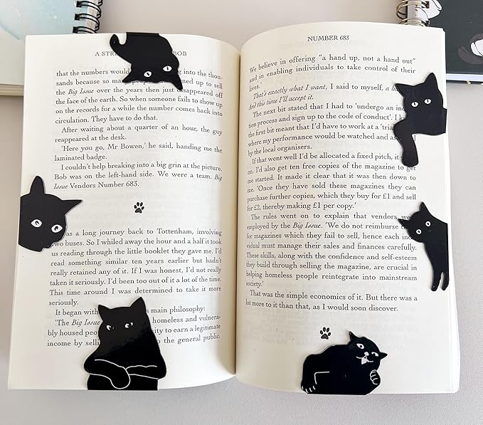 Cute Cat Magnetic Bookmarks - 6 Pieces Assorted Book Markers Clip Set for Women Teachers Students Book Lovers Reading, for School Office Home Supplies, Funny Cat Magnet Page Markers