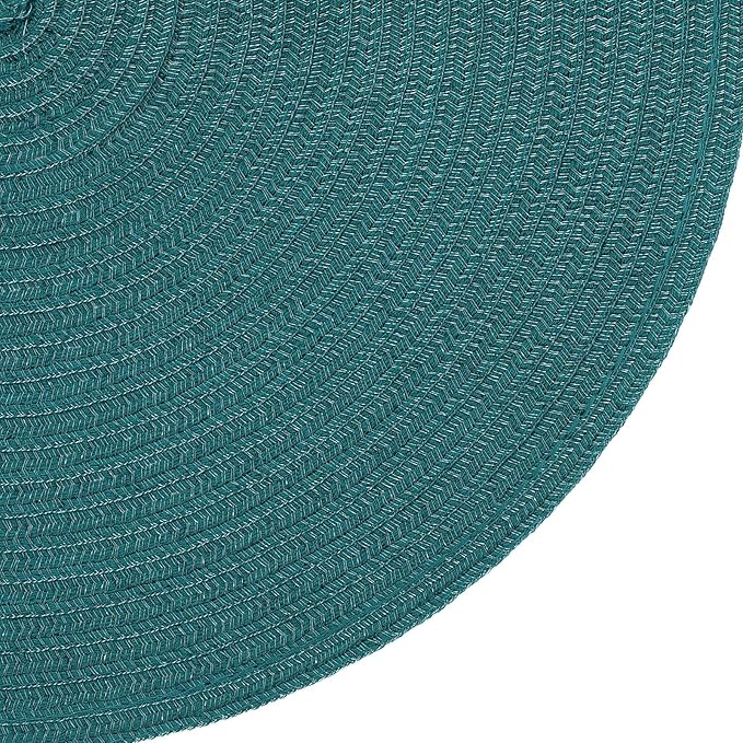 SHACOS Round Placemats Set of 4 Woven Braided Table Placemats 15 inch Circle Place Mats Washable Non Slip Table Mats for Home Wedding Party, Teal Green