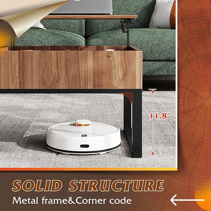 WLIVE Lift Top Coffee Table with Storage, 40.9" Coffee Table with Lifting Top & Sliding Cover, Wood Modern Center Table with 2 Hidden Compartment for Living Room, Walnut Oak