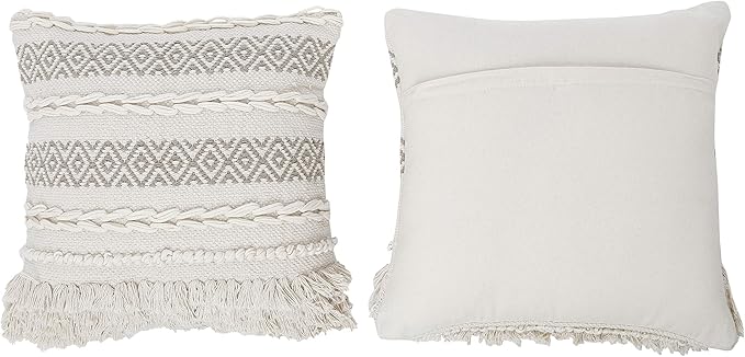 REDEARTH · Boho Textured Throw Pillow Cushion Covers - Woven Tufted Decorative Farmhouse Cases Set for Couch - Sofa - Farmhouse - Chair - Dining - Patio - 100% Cotton (18x18 ; Natural) Pack of 2