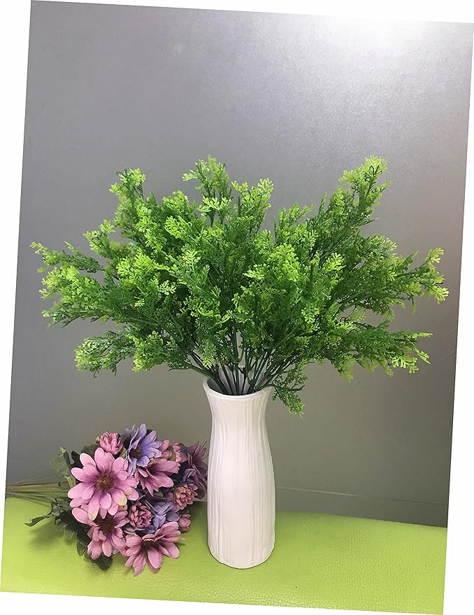 CATTREE Artificial Shrubs Bushes, Plastic Fern Leaves Simulation Faux Grass Realistic Fake Plants Wedding Indoor Outdoor Home Garden Verandah Kitchen Table Centerpieces Arrangements Decoration 4 pcs