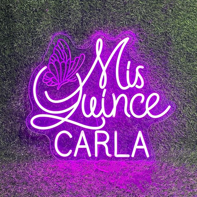 Mis Quince Name Neon Sign,Custom your name 15th Birthday Party Neon Light,Dimmable LED Mis Quince Party Decor,Sweet 15 Quince Party Sign,Gifts for Her and Lover