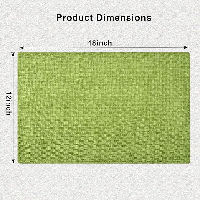 Green Cloth Placemats Set of 6 - Easy to Clean Fabric Table Placemats - Machine Washable Placemats- Heat Resistant Non-Slip Table Mats (Grass Green, 6)