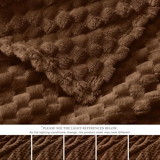 EXQ Home Fleece Throw Blanket for Couch or Bed - 3D Imitation Turtle Shell Jacquard Decorative Blankets - Cozy Soft Lightweight Fuzzy Flannel Blanket Suitable for All Seasons(50"×60",Brown)