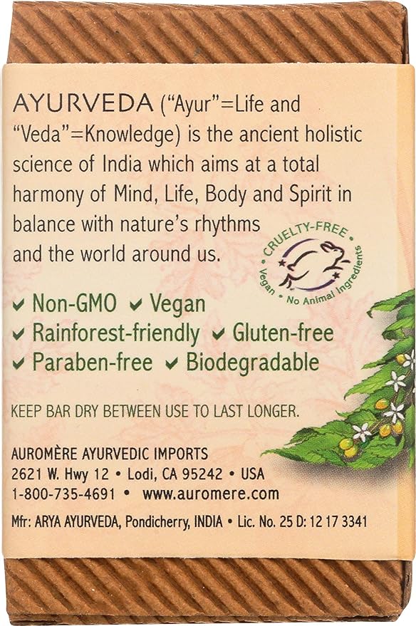 Auromere Ayurvedic Bar Soap, Vanilla Neem - Eco Friendly, Handmade, Vegan, Cruelty Free, Natural, Non GMO (2.75 oz), 4 pack