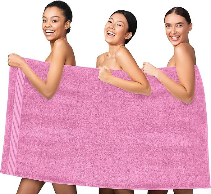 Elegant Comfort Premium Turkish Cotton 1 Piece Jumbo Bath Towel - 35 x 70 inch, Luxurious Hotel Spa Quality 100% Turkish Cotton Large Bath Towel - Highly Absorbent - Soft Bathroom Towel, Light Pink