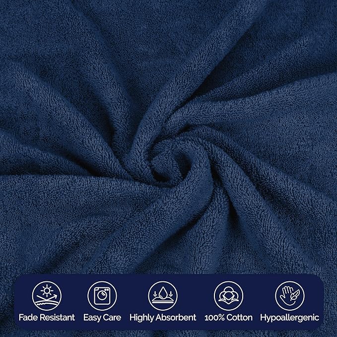 Elegant Comfort Premium Turkish Cotton 1 Piece Jumbo Bath Towel - 35 x 70 inch, Luxurious Hotel Spa Quality 100% Turkish Cotton Large Bath Towel - Highly Absorbent - Soft Bathroom Towel, Navy Blue