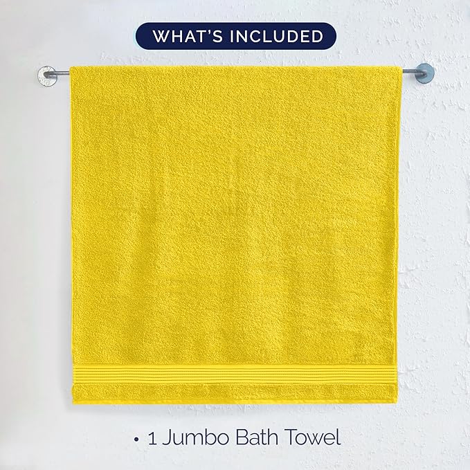 Elegant Comfort Premium Turkish Cotton 1 Piece Jumbo Bath Towel - 35 x 70 inch, Luxurious Hotel Spa Quality 100% Turkish Cotton Large Bath Towel - Highly Absorbent - Soft Bathroom Towel, Yellow