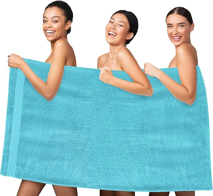 Elegant Comfort Premium Turkish Cotton 1 Piece Jumbo Bath Towel - 35 x 70 inch, Luxurious Hotel Spa Quality 100% Turkish Cotton Large Bath Towel - Highly Absorbent - Soft Bathroom Towel, Aqua