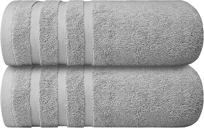 Infinitee Xclusives 100% Cotton Luxury Bath Towels Set of 2 (27x54 Inches), Soft, Absorbent, Quick Dry, Perfect Towels for Bathroom, Gym, Spa & Hotel |Charming Grey|