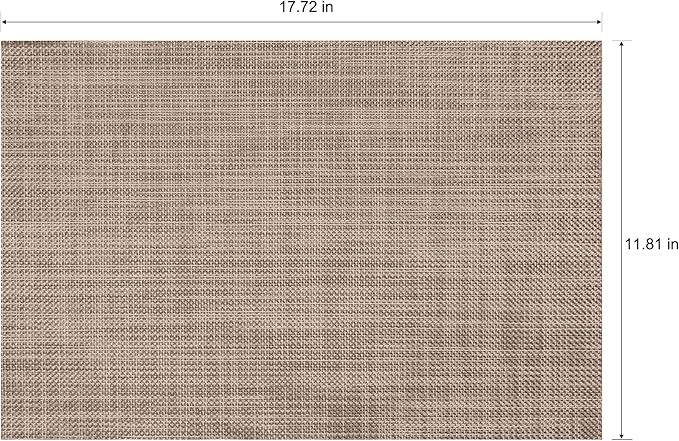 CADONO Placemats Set of 4 Washable Indoor/Outdoor Vinyl Place Mats for Dining Table Durable Non-Slip Heat Resistant PVC Weave Table Mats(Khaki)