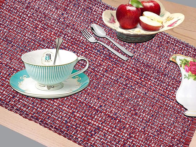 Urban VillaPlacemats for Dining Table 100% Cotton Placemats 14''x20'' Oversized Tablemats Set of 6 Placemats Red/Blue/White Two Tone Tablemats for Family Dinners Wedding Parties Everyday UsePlacemats