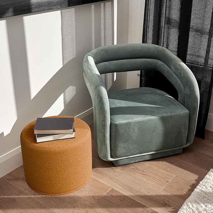 ZICOTO Beautiful Boucle Pouf Ottoman and Foot Rest - Elevate Your Living Room Decor with Lightweight Comfort and Charm - A Round Modern Foam Filled Foot Stool Perfect to Rest Your Feet