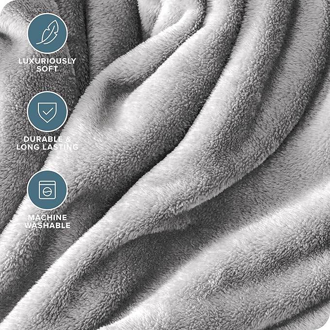 Bare Home Fleece Blanket - King Size - Ultra-Soft Lightweight for Bed, Sofa, and Couch - Luxury Microplush - Cozy Warm Blanket (King, Light Grey)