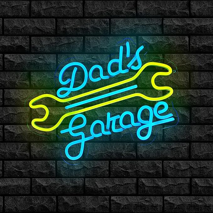 Garage Neon Sign for Wall Decor, Dad's Garage Led Neon Light Sign for Man Cave Auto Repair Shop Workshop Party Dad Birthday Gift