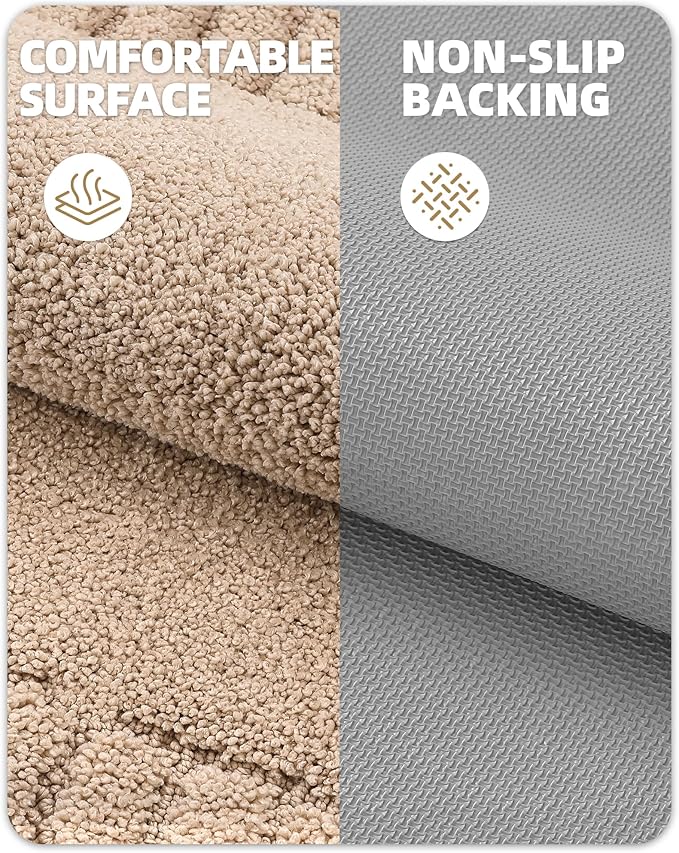 Color&Geometry Small Bath Rugs Non Slip Washable, 16"x24" Absorbent Beige Bathroom Rugs, Soft Bath Mats for Bathroom Floor, Shower, Bathtub, Laundry