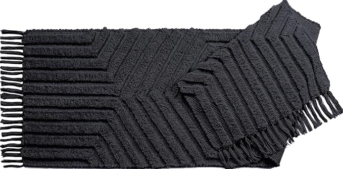 Boho Runner Rug 2x6' Washable Kitchen Rugs with Tassels Indoor Farmhouse Rugs for Bedroom Aesthetic Tufted Rug for Laundry Room Doorway Living Room_Dark Grey