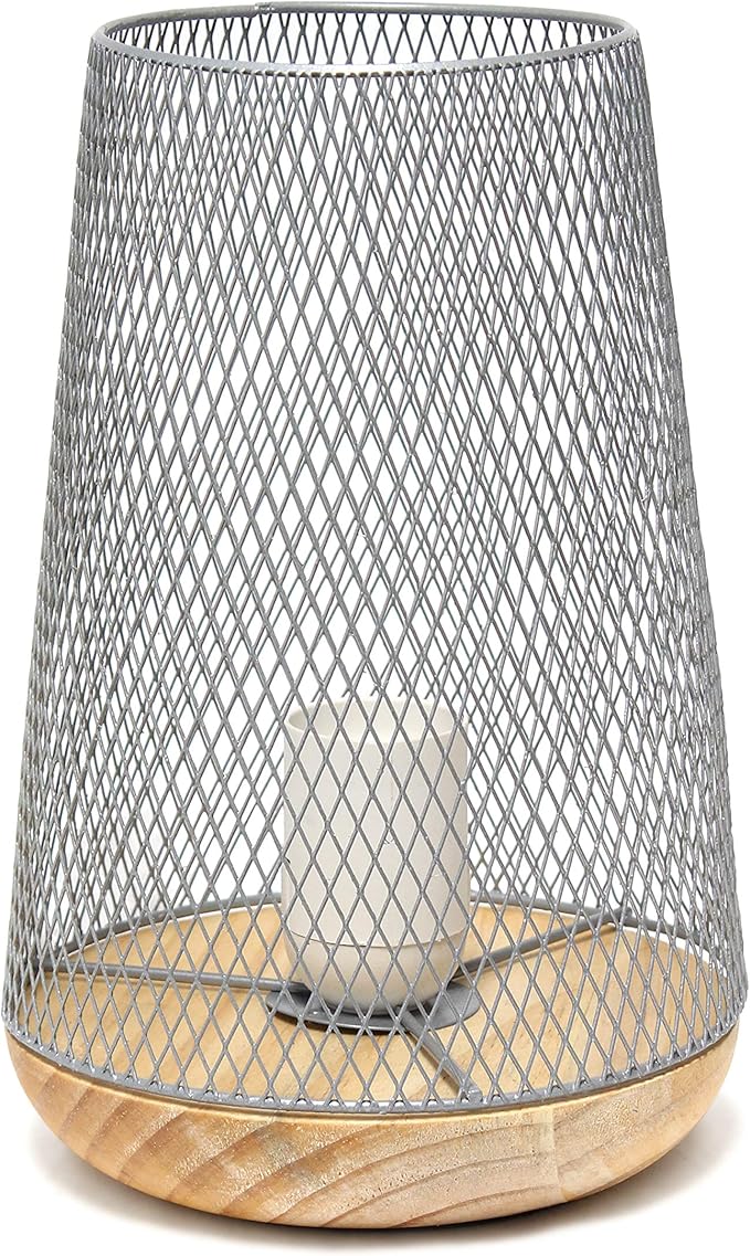 Simple Designs LT1074-GRY Wired Mesh Uplight Table Lamp, Gray