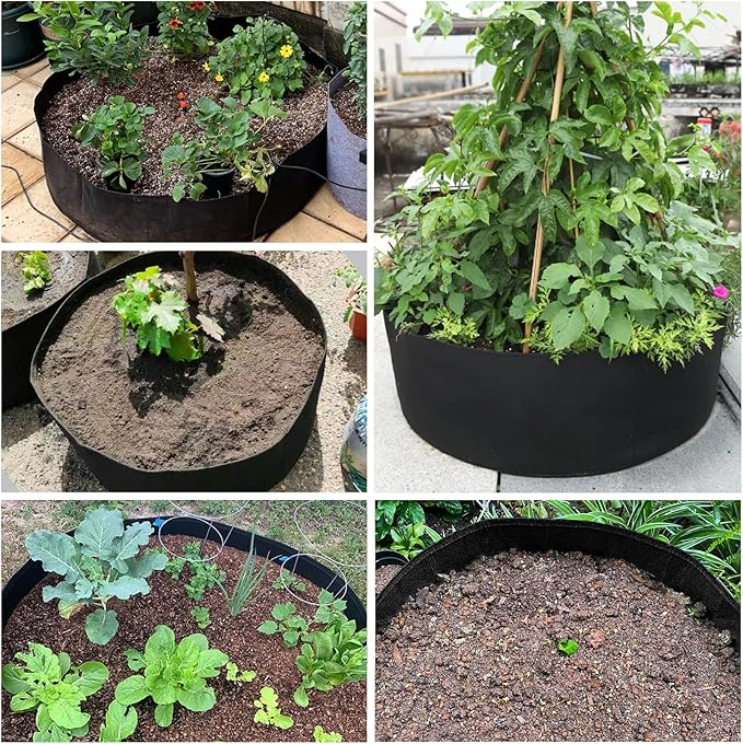 50 Gallon Large Grow Bag, Heavy Duty Fabric Round Raised Garden Bed Planter Pots for Planting Herb Flower Vegetable Potato Plants (36" D x 12" H, Black)