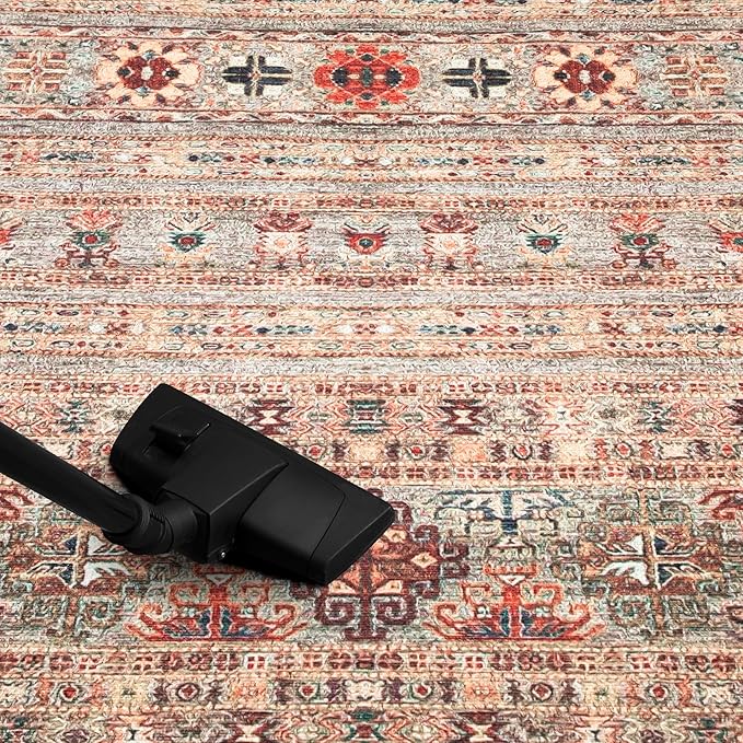 Keen Home Design 5x7 Rug - Machine Washable Area Rug with Non-Slip Backing, Ideal for Living Room, Dining Room, Bedroom - Vintage, Easy Clean, Durable, Low Pile Rug - (5' x 7')