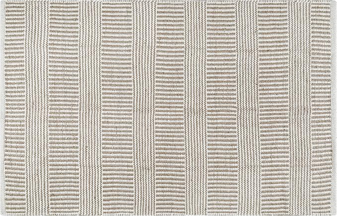 Bedding Craft Jute Cotton Stripe Area Rug for Living Room 48x72 Inch - Natural Ivory - Machine Washable 4x6 Feet Rugs - 70% Jute and 30% Cotton