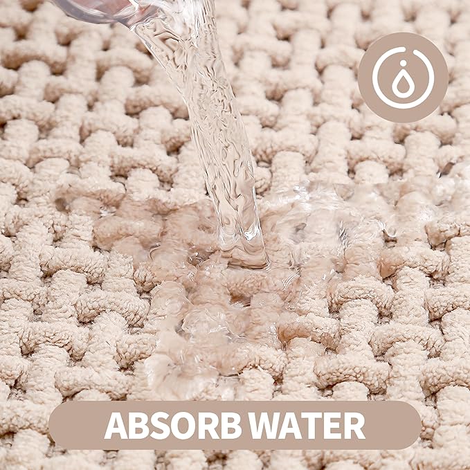 Narrow Bath Mat, Beige Bath Mat Runner Long Washable Extra Large Non Slip 20x47 Inch Runner for Bathroom Floor Oversized Skinny Tan Bathmat