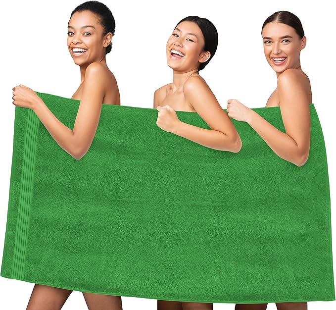 Elegant Comfort Premium Turkish Cotton 1 Piece Jumbo Bath Towel - 35 x 70 inch, Luxurious Hotel Spa Quality 100% Turkish Cotton Large Bath Towel - Highly Absorbent - Soft Bathroom Towel, Emerald Green