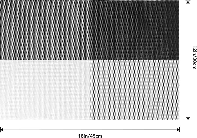 Leetaltree Gray with White Grid Pattern Placemats Set of 8 - Heat Resistant Non-Slip Place mats for Dining Table, Washable Durable PVC Vinyl Woven Table Mats(Grey Grid, 8)
