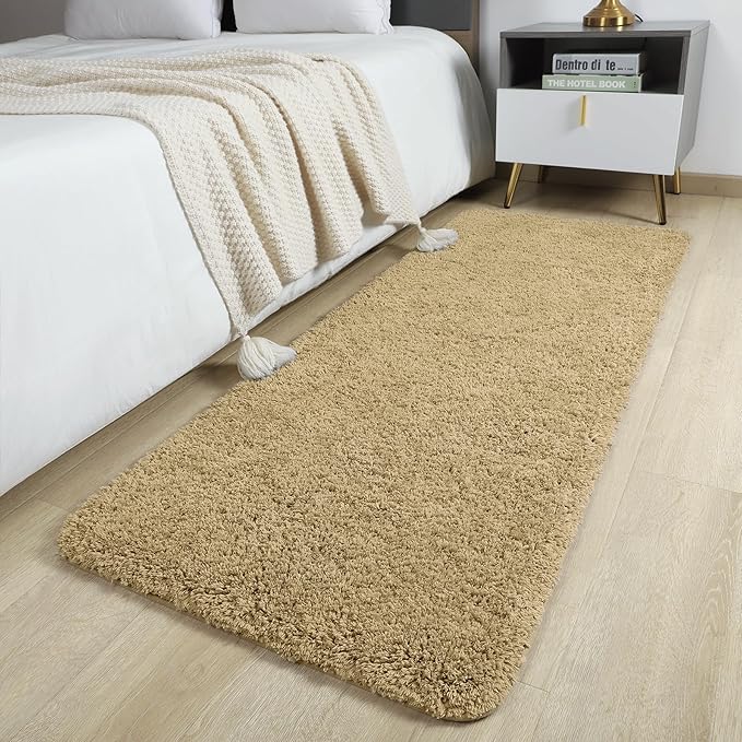 AROGAN Luxury Long Bathroom Runner Rug, 24x60 Inch Thick Soft and Absorbent Non Slip Bath Mat, Rubber Backing Quick Dry Rugs Carpets, Machine Washable Plush Mats for Shower Floor, Beige