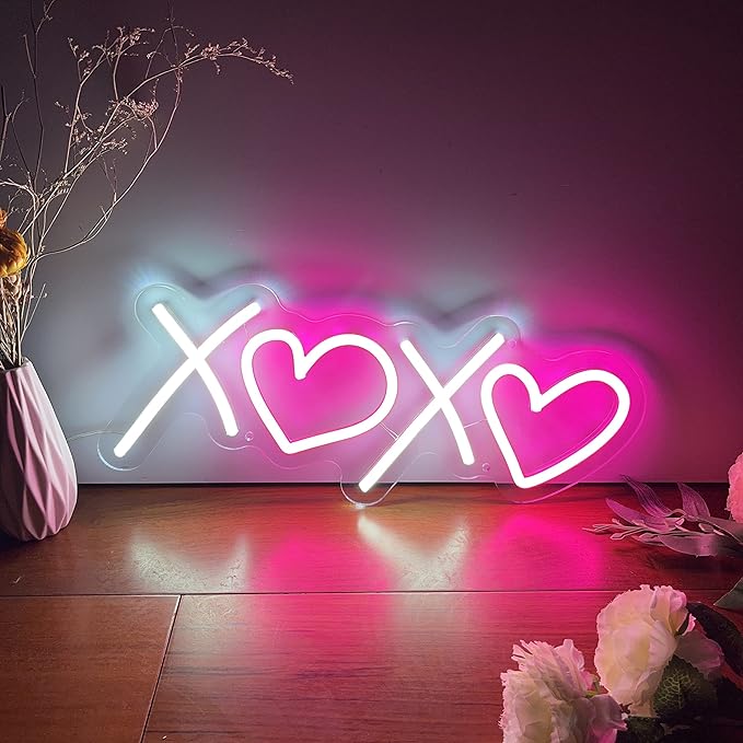 Neon Sign for Wall Decor, 16 x 6.3 Inch Aesthetic Bedroom Custom Neon Sign for Birthday Party Gift Boyfriend Girlfriend Lover Teens Kids Room USB Operated Pink White Led Sign