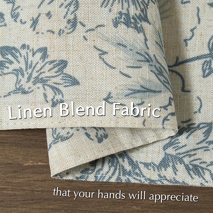 JINCHAN Floral Placemats Set of 4 Farmhouse Linen Placemats Cloth Table Mats Holiday Seasonal Rustic for Kitchen Dining Table Decor Heat Resistant Washable Tablemats 13x19 Inch Blue