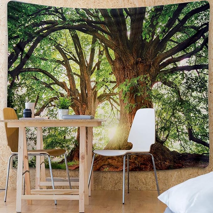 ENJOHOS Dark Green Landscape Nature Tapestry Home Decor Extra Large Wall Hanging Tree Tapestry Enchanted Forest Backdrop for Bedroom Living Room Indoor Outdoor Decoration (79''L x 59''W)
