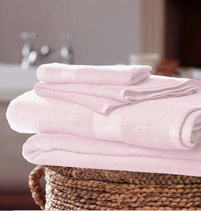BOUTIQUO 8 Piece Towel Set 100% Ring Spun Cotton, 2 Bath Towels 27X54, 2 Hand Towels 16X28 and 4 Washcloths 13X13 - Ultra Soft Highly Absorbent Machine Washable Hotel Spa Quality - Pink