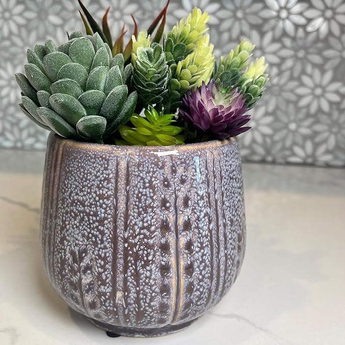 Admired by Nature 4.5" Ceramic Flower Planter, Ceramic Pot Planter, Indoor Ceramic Bowl, Houseplant Ceramic Pot, Decorative Planter for Indoor Plant Succulent Plant Home Décor, Lightweight, Lavender