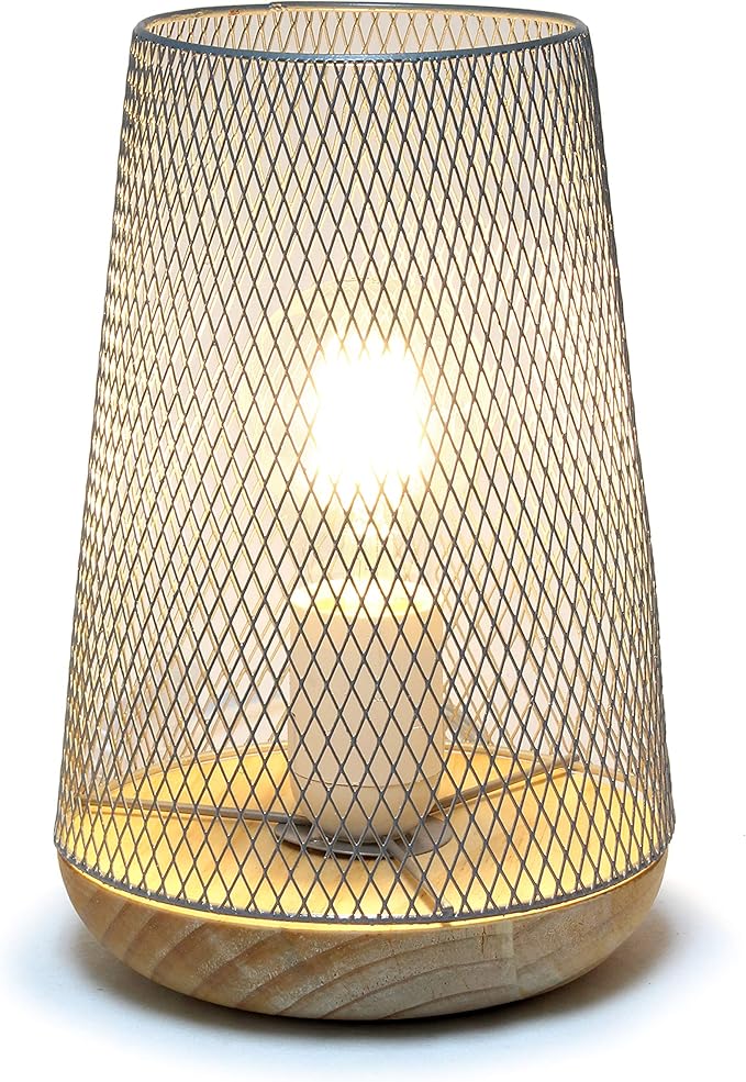 Simple Designs LT1074-GRY Wired Mesh Uplight Table Lamp, Gray