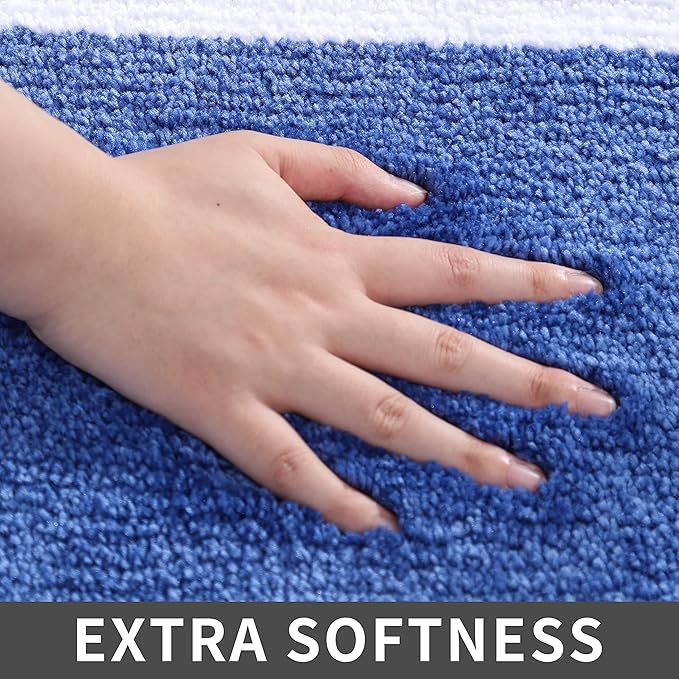 COSY HOMEER Extra Thick Bath Linen Sets Rugs - Anti-Slip Bath Mats Soft Plush 100% Strong Polyester Living Room Bathroom Water Absorbent(Blue,20x32 - Inches)