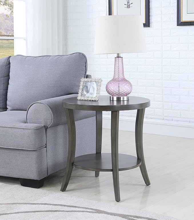 Roundhill Furniture Perth Contemporary Oval Shelf End Table, Gray