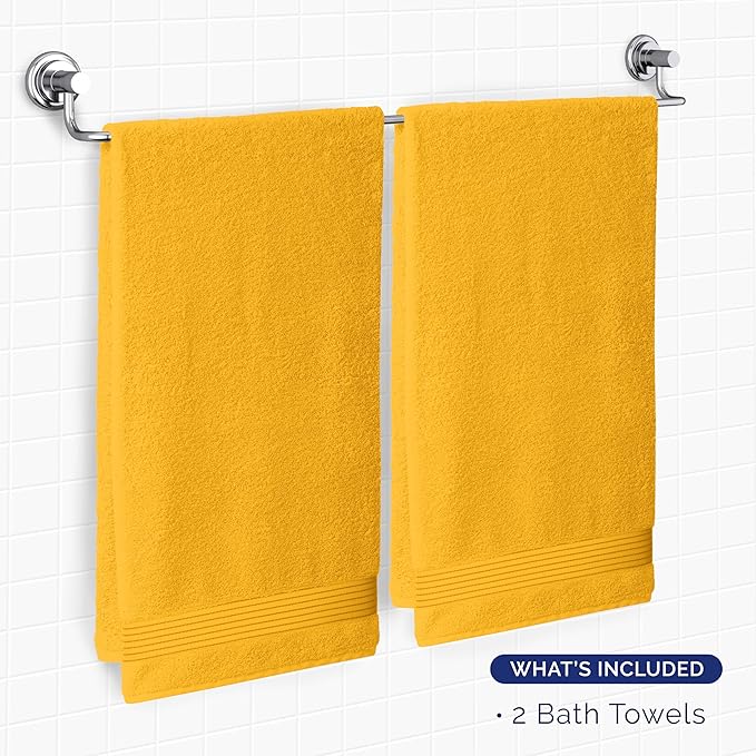 Elegant Comfort Premium Turkish Cotton 2 Pack Bath Towel Set - 27 x 54 inch, Luxurious Hotel Spa Quality 100% Turkish Cotton 2PC Bath Towel Set - Highly Absorbent - Soft Bathroom Towels, Orange