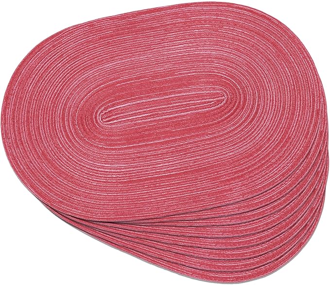 Noctiflorous Oval Braided Placemats Set of 8 Woven 12x18 Inch Non Slip Washable Heat Resistant Place Mats Tablemats for Dining Kitchen Party Daily Table Decor Dinner Mats (Raspberry Pink, 8)