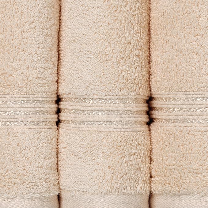 Superior Egyptian Cotton 6-Piece Towel Set, Bathroom Essentials, Towels For Bathroom, Apartment, Airbnb, Guest Bath, Face, Hand, Bath Towels, Washcloths, Absorbent, Fast Drying, Ivory