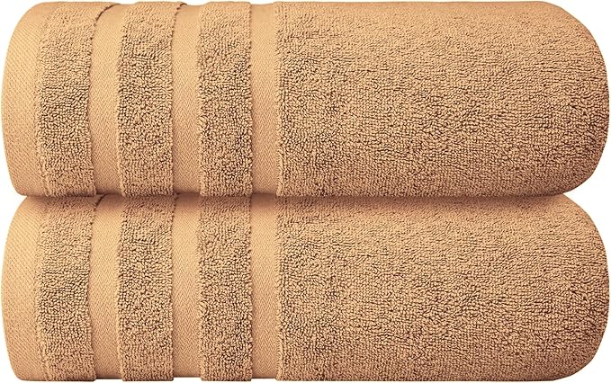 Infinitee Xclusives 100% Cotton Luxury Bath Towels Set of 2 (27x54 Inches), Soft, Absorbent, Quick Dry, Perfect Towels for Bathroom, Gym, Spa & Hotel |Cosmic Sand|
