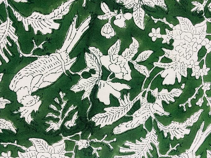 Ridhi Riffle Green Bo-ho Round Place Mat Double Layer Floral Cotton Washable Placemats 15" Round Embroidery Block Print Table Mat Pack of 4-15 Inch Round