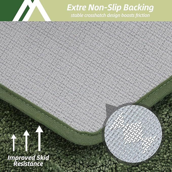 COSY HOMEER Bathroom Rugs Mat 24”x60” Absorbent Non-Slip Bath Mat, Plush Shaggy Bathroom Runner, Machine Washable Large Soft Bath Mats for Bath Floor,Tub and Shower,Green